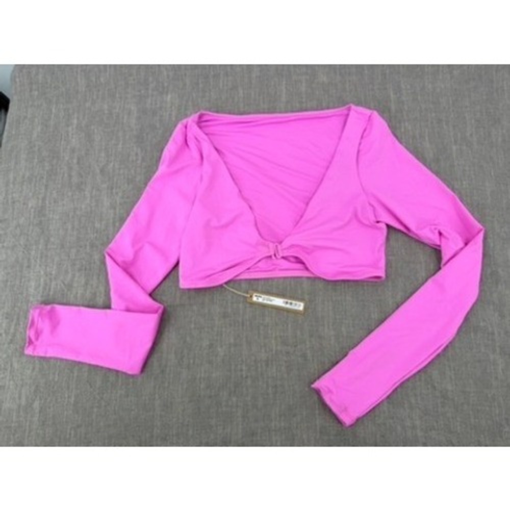 Skims Recycled Swim Long Sleeve Swim Shrug Neon Orchid Pink Size S NWT